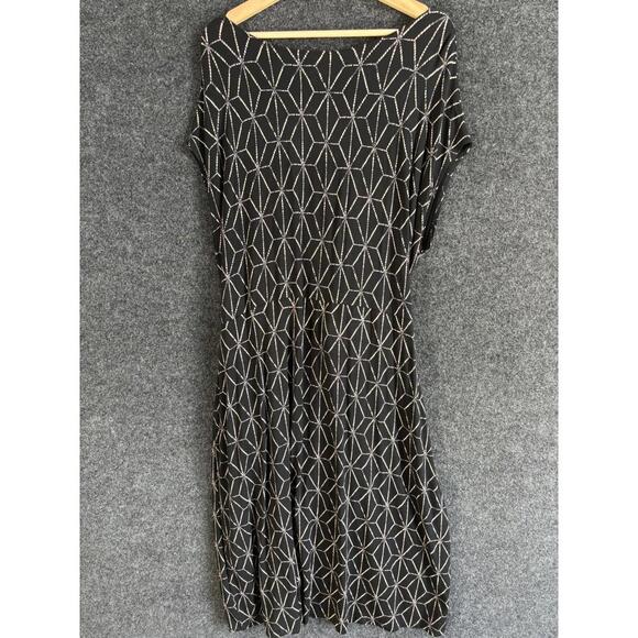Ava & Viv Dresses & Skirts - Ava & Viv Dress Women 3X Plus Black Geometric Sheath Midi Short Sleeve Casual